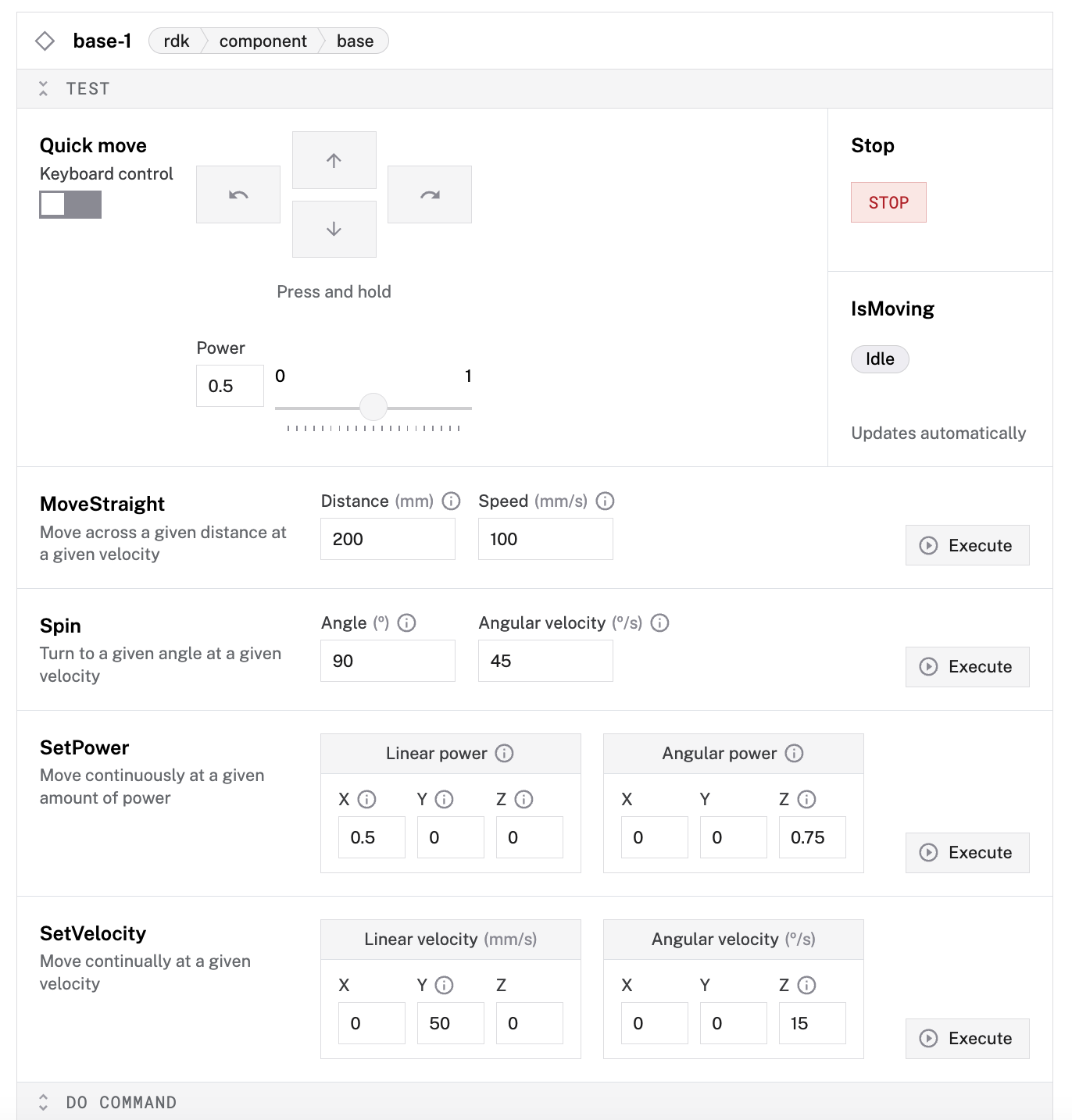 The base component in control tab